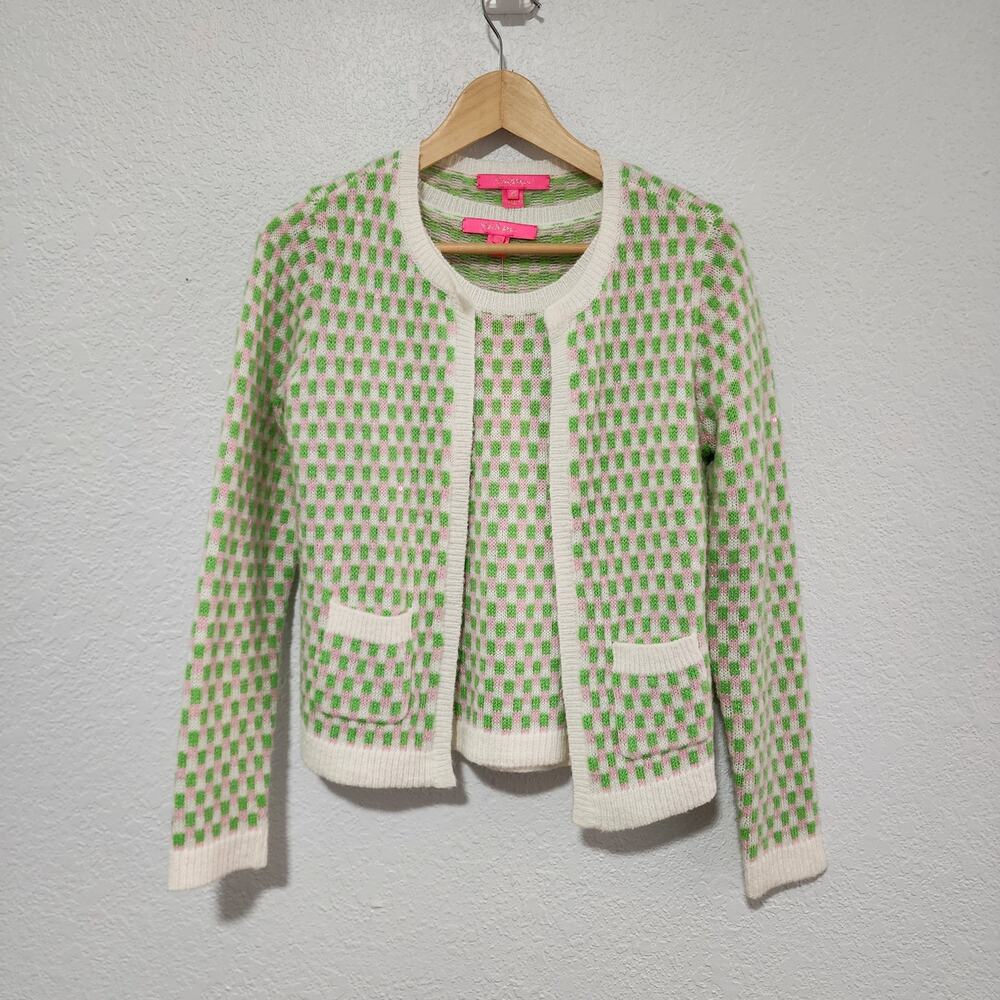 Lilly Pulitzer Two Piece Twinset Cardigan Top Set Green Pink Small NWT Preppy